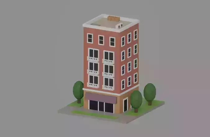 Low Poly Building Low-poly 3D model