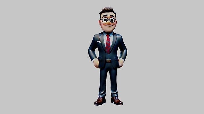 Man Cartoon Character Low-poly 3D model
