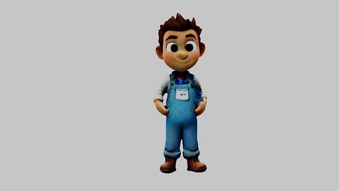  Man Cartoon Character Low-poly 3D model