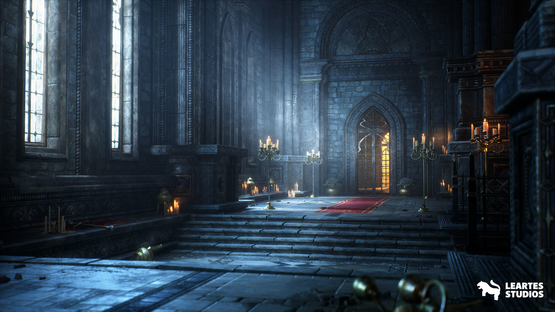 Ancient Cathedral Environment Low-poly 3D model_9