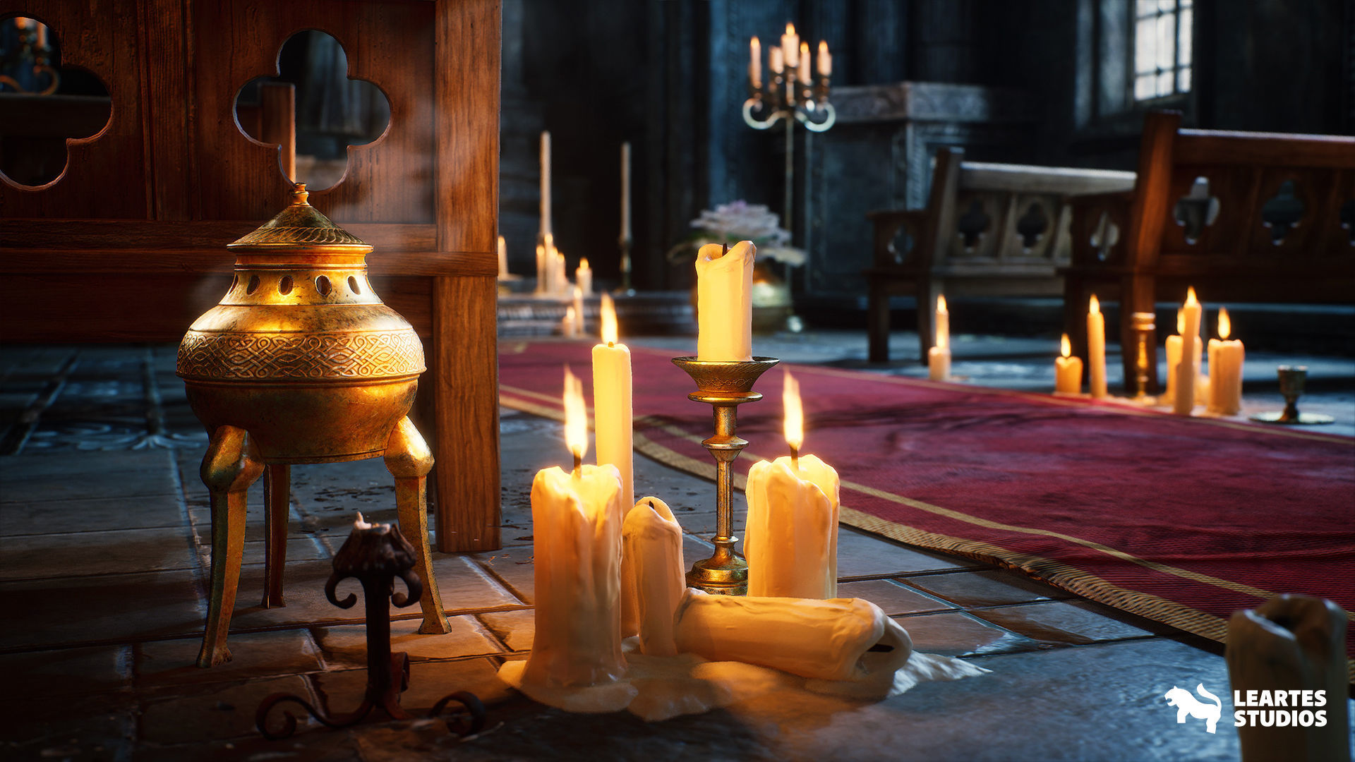 Ancient Cathedral Environment Low-poly 3D model_6