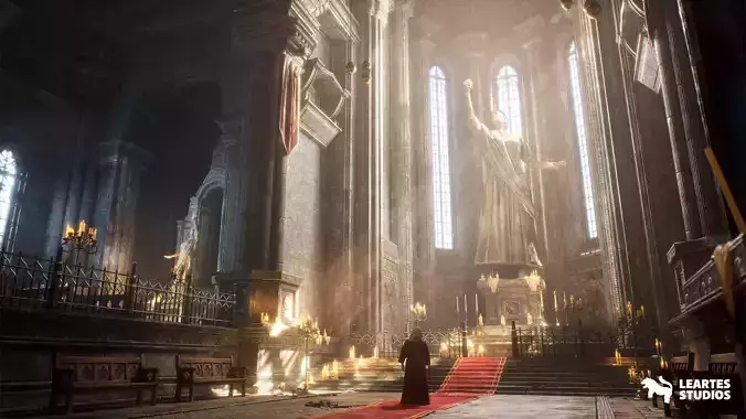 Ancient Cathedral Environment Low-poly 3D model