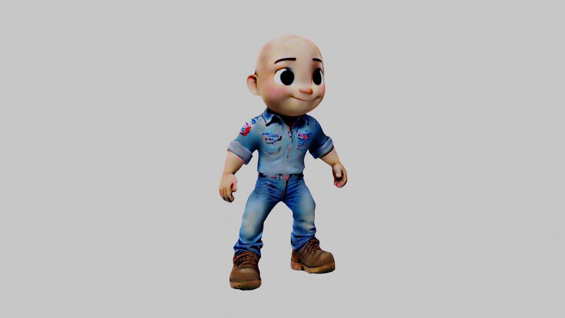 Man Cartoon Character Low-poly 3D model_1