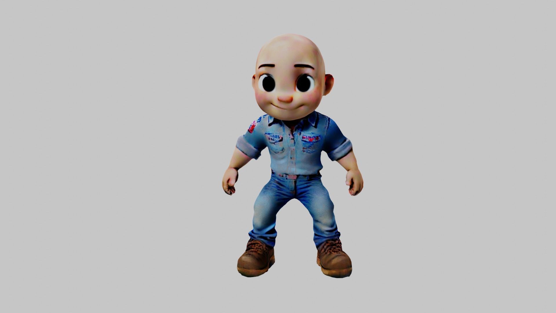 Man Cartoon Character Low-poly 3D model_3