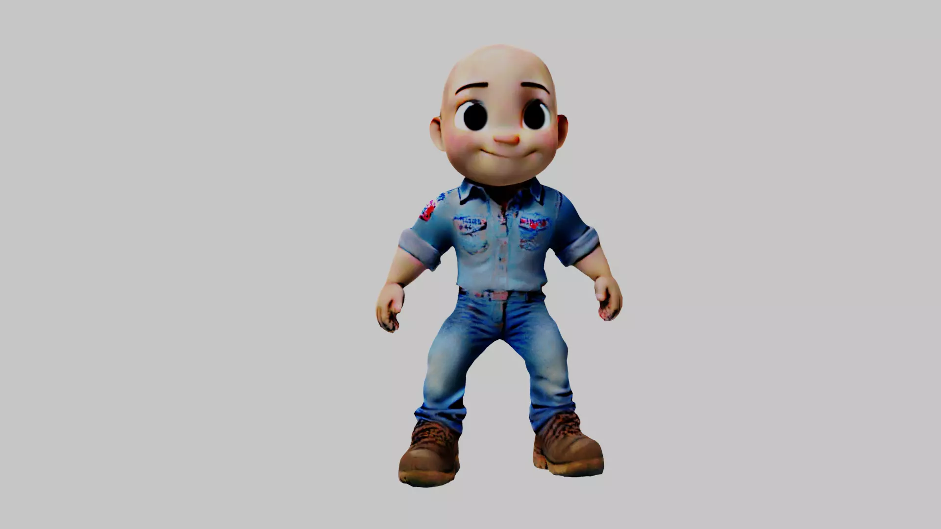 Man Cartoon Character Low-poly 3D model_0