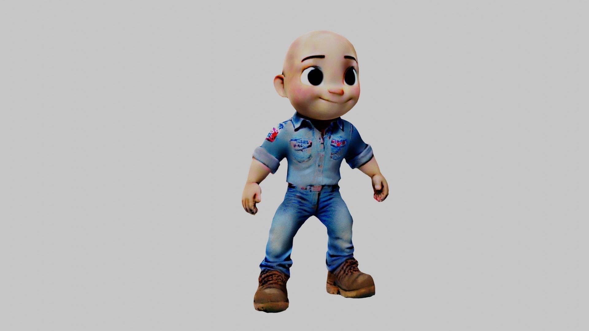 Man Cartoon Character Low-poly 3D model_5