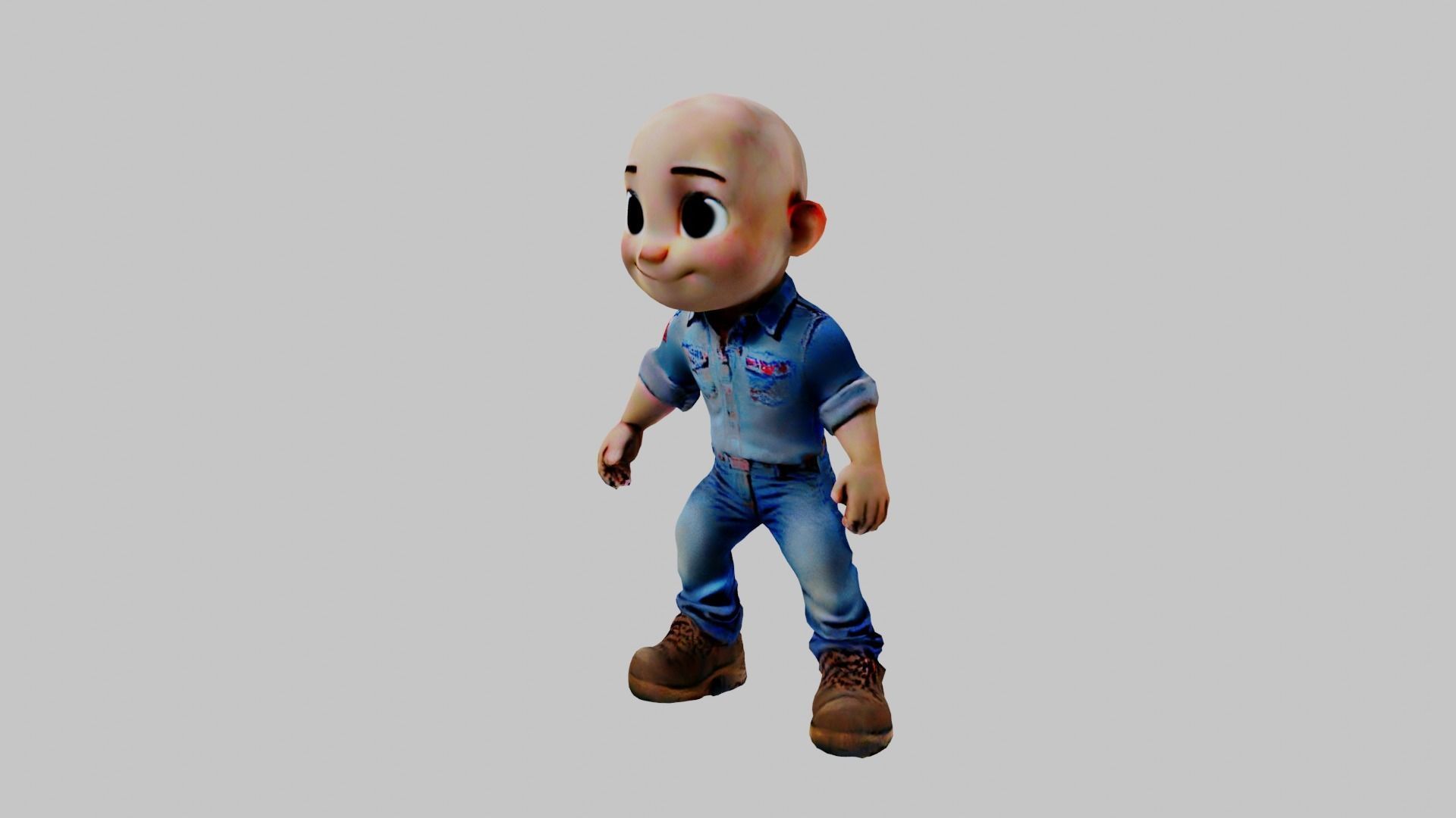 Man Cartoon Character Low-poly 3D model_2