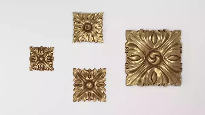 Decor rosette square 3D Model Collection