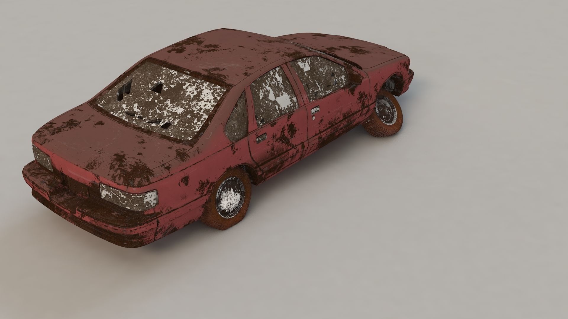 destroyed cars Low-poly 3D model_6