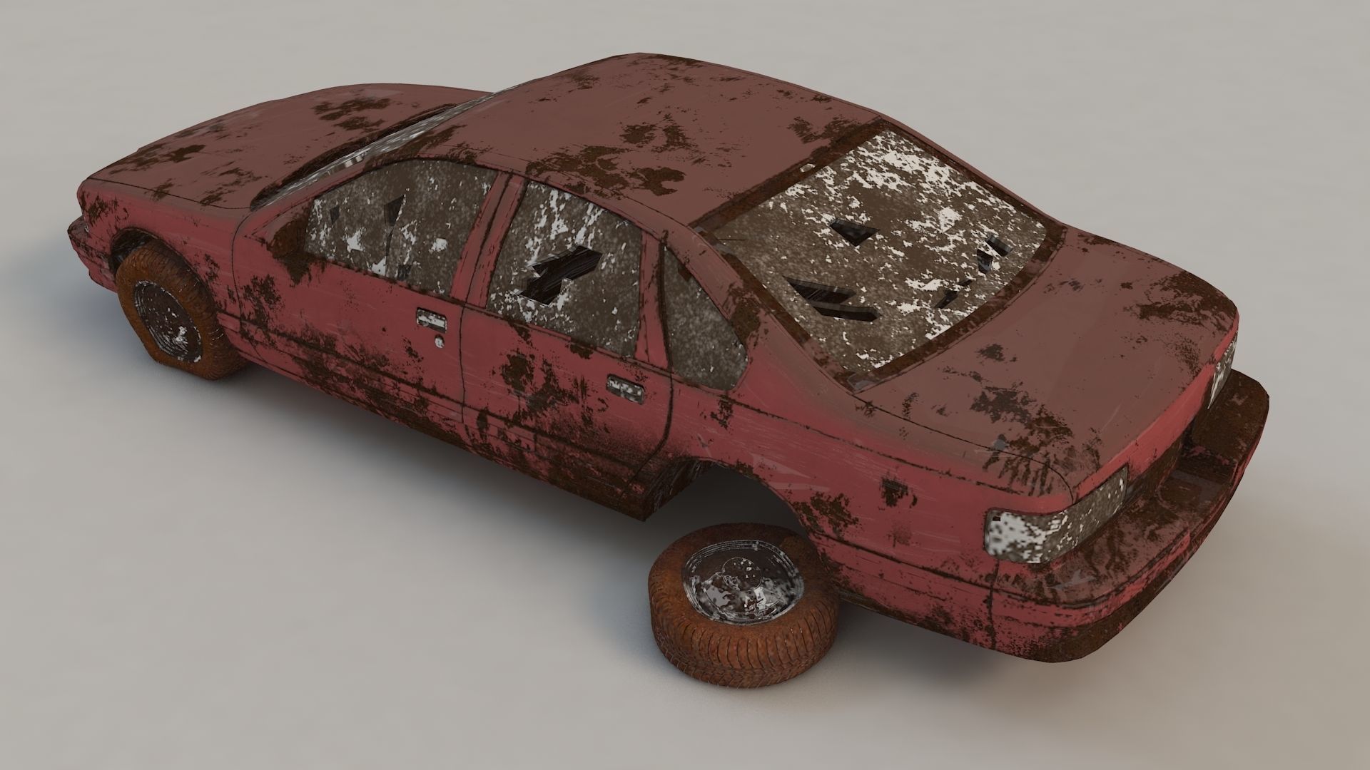 destroyed cars Low-poly 3D model_3