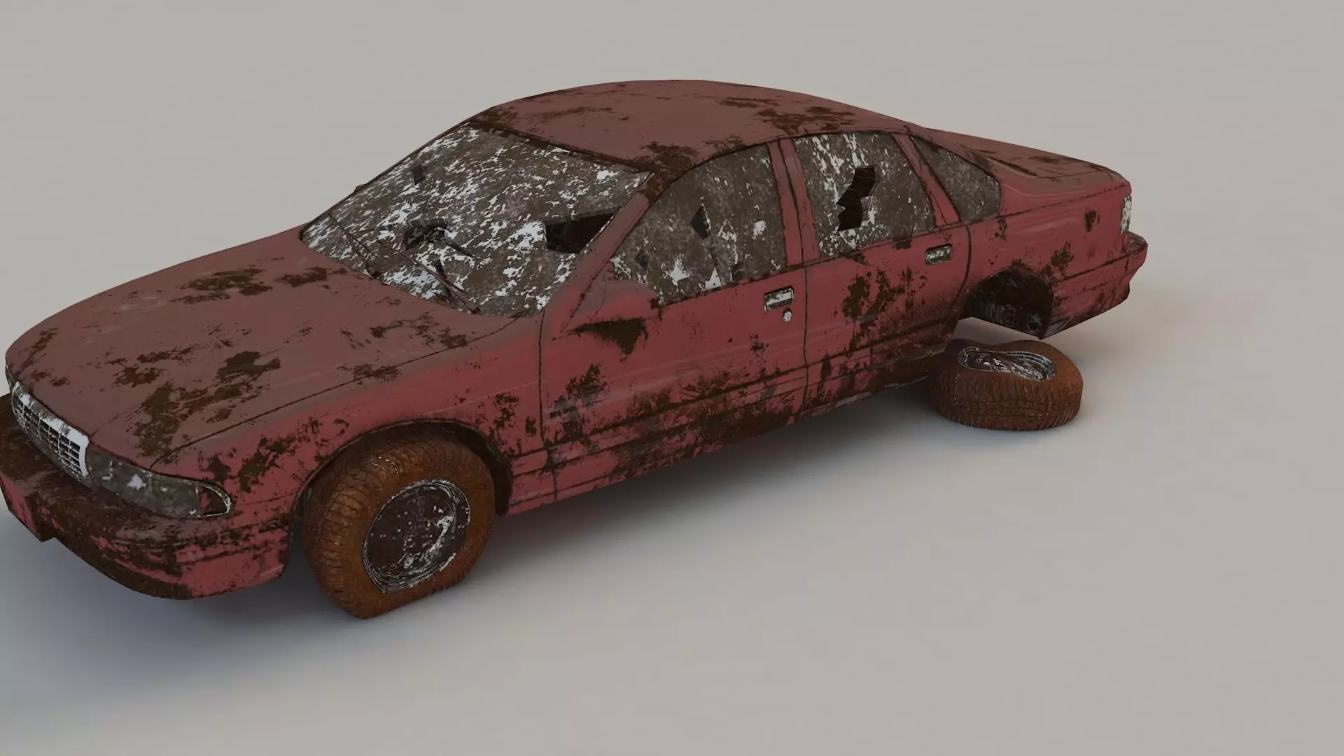 destroyed cars Low-poly 3D model_0