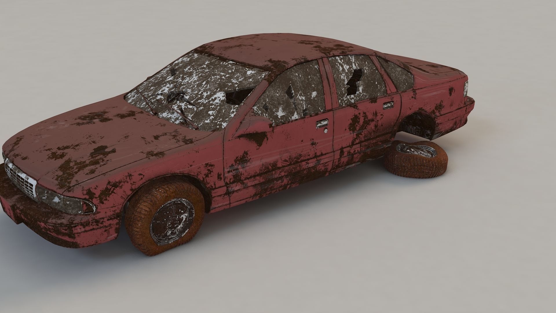 destroyed cars Low-poly 3D model_4