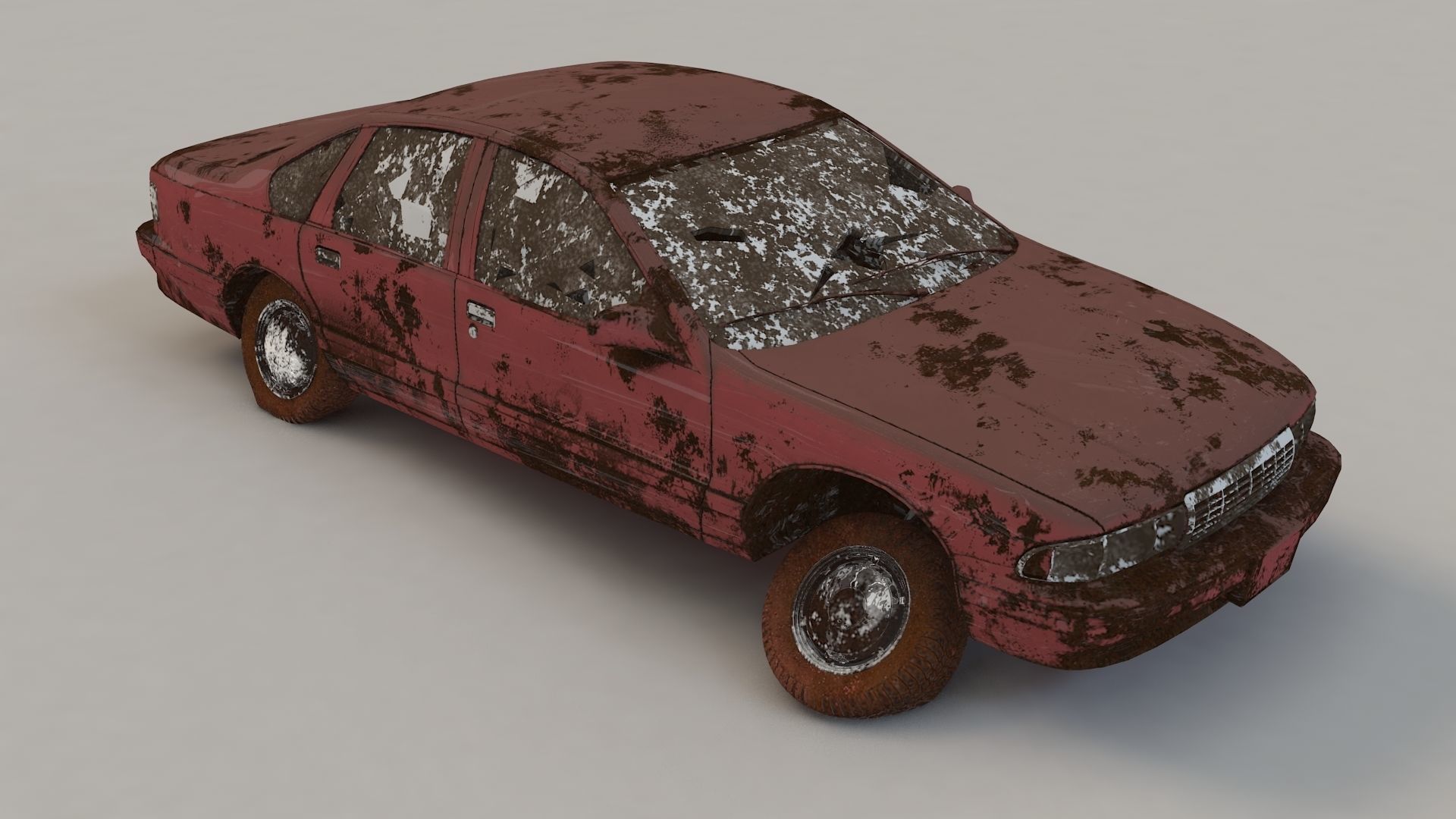 destroyed cars Low-poly 3D model_7