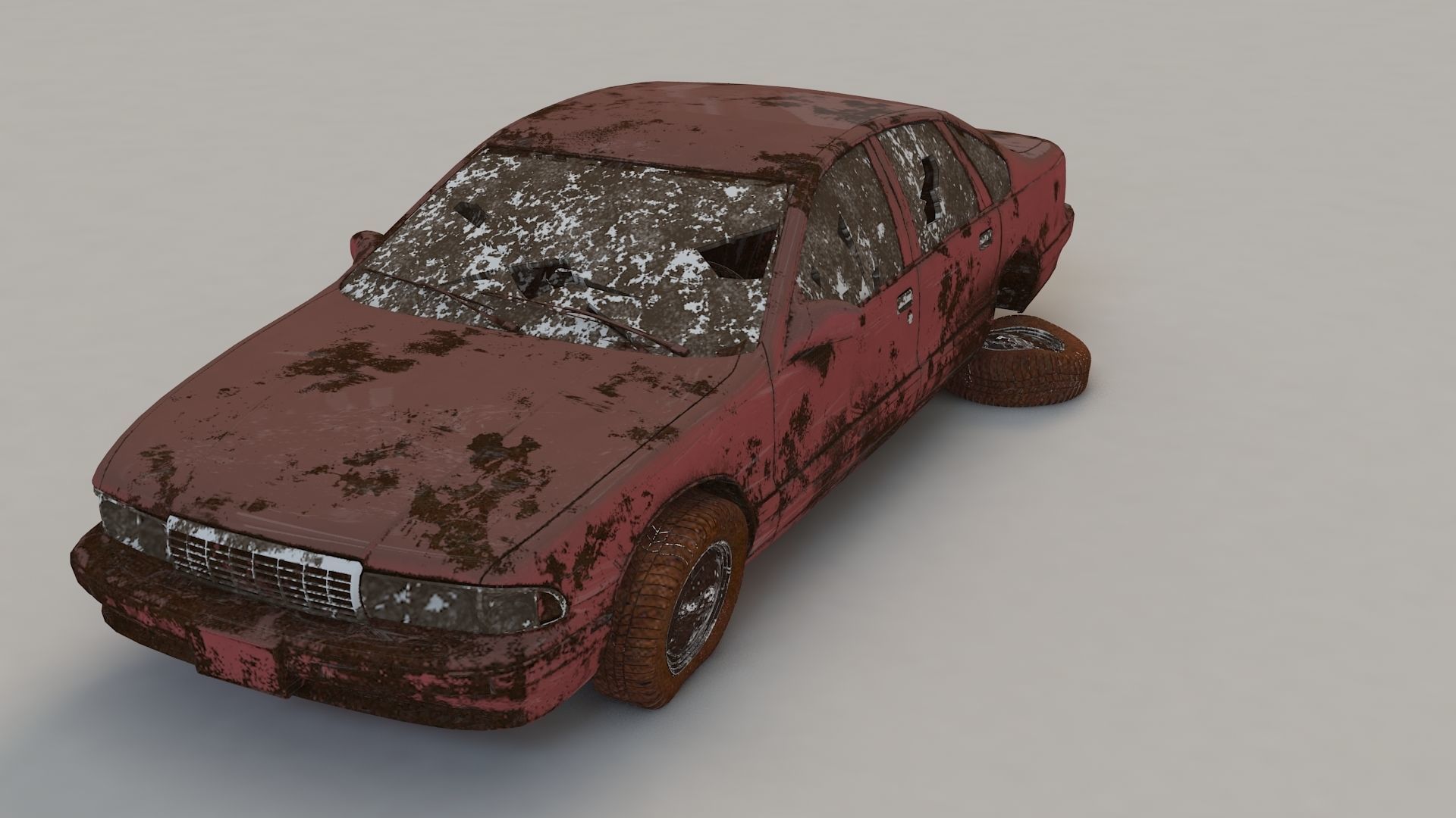 destroyed cars Low-poly 3D model_5
