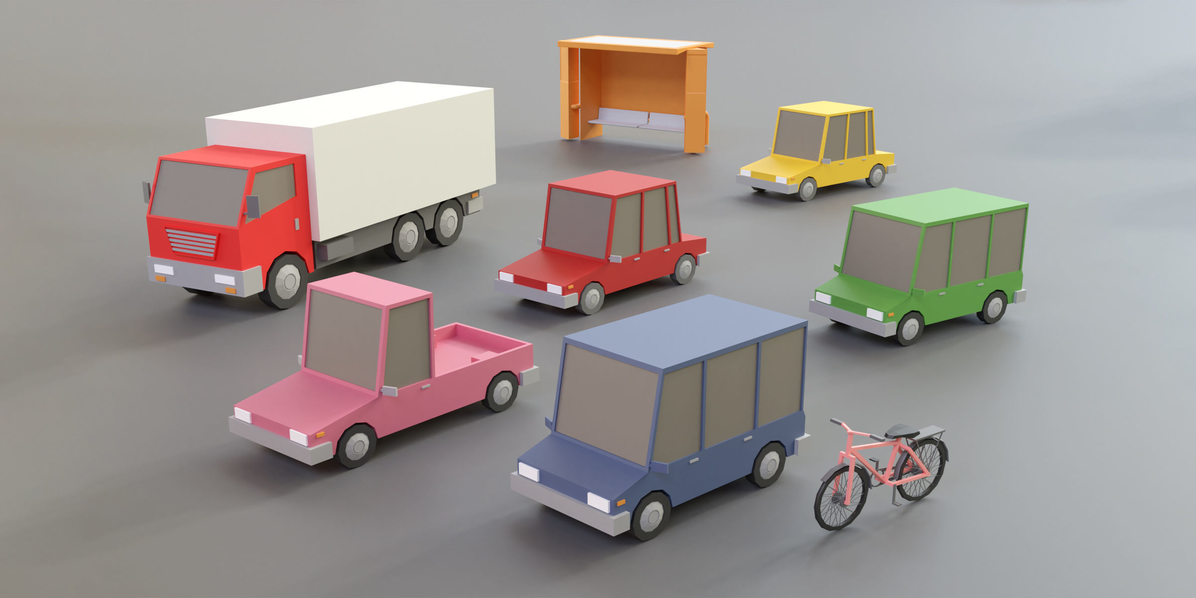 cartoon city 1 Low-poly 3D model_3