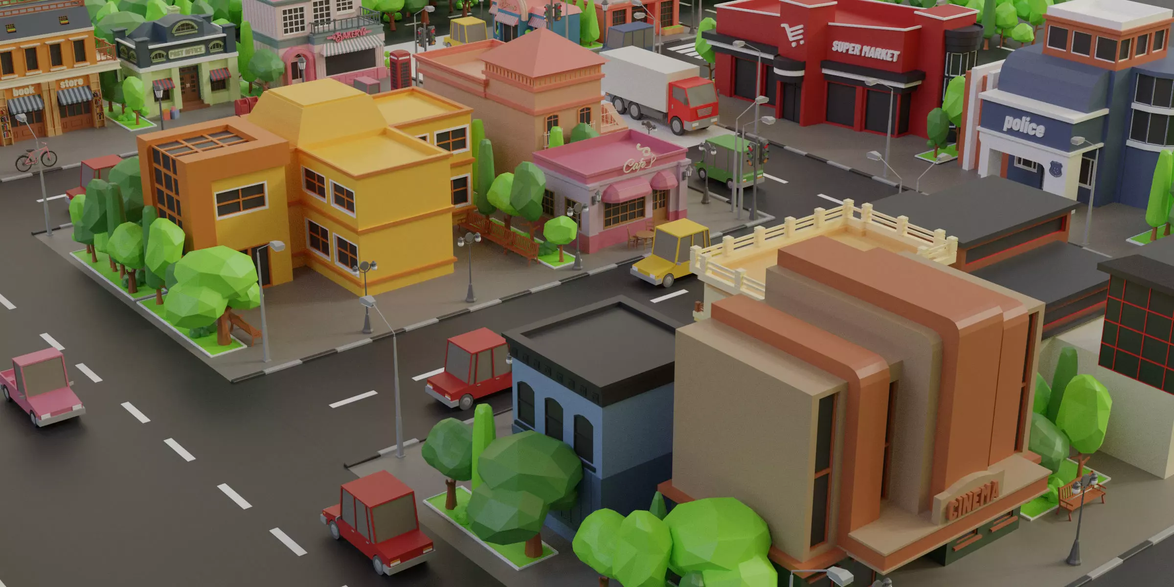 cartoon city 1 Low-poly 3D model_0