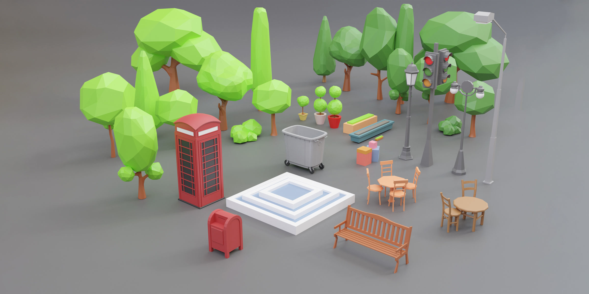cartoon city 1 Low-poly 3D model_4