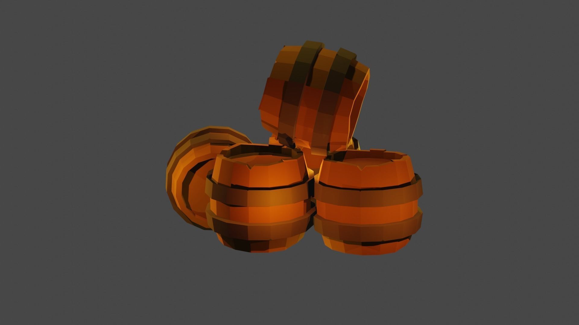 Low Poly Barrel Low-poly 3D model_1