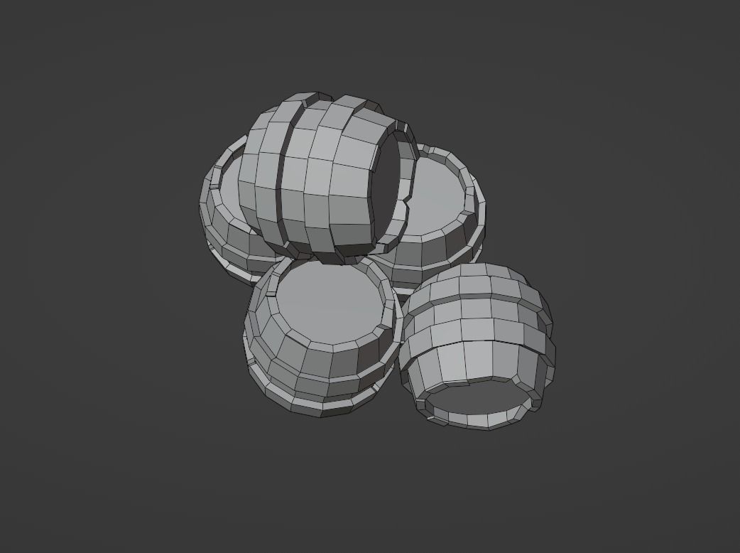 Low Poly Barrel Low-poly 3D model_4