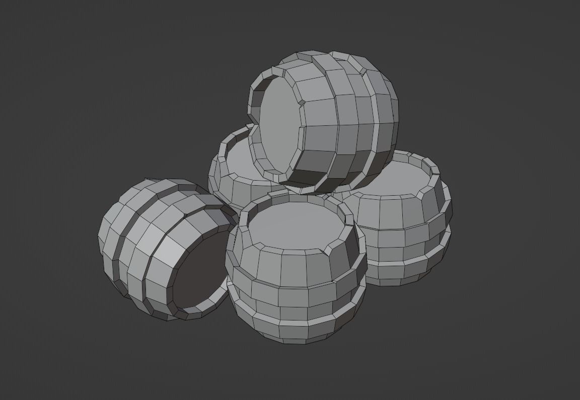 Low Poly Barrel Low-poly 3D model_5