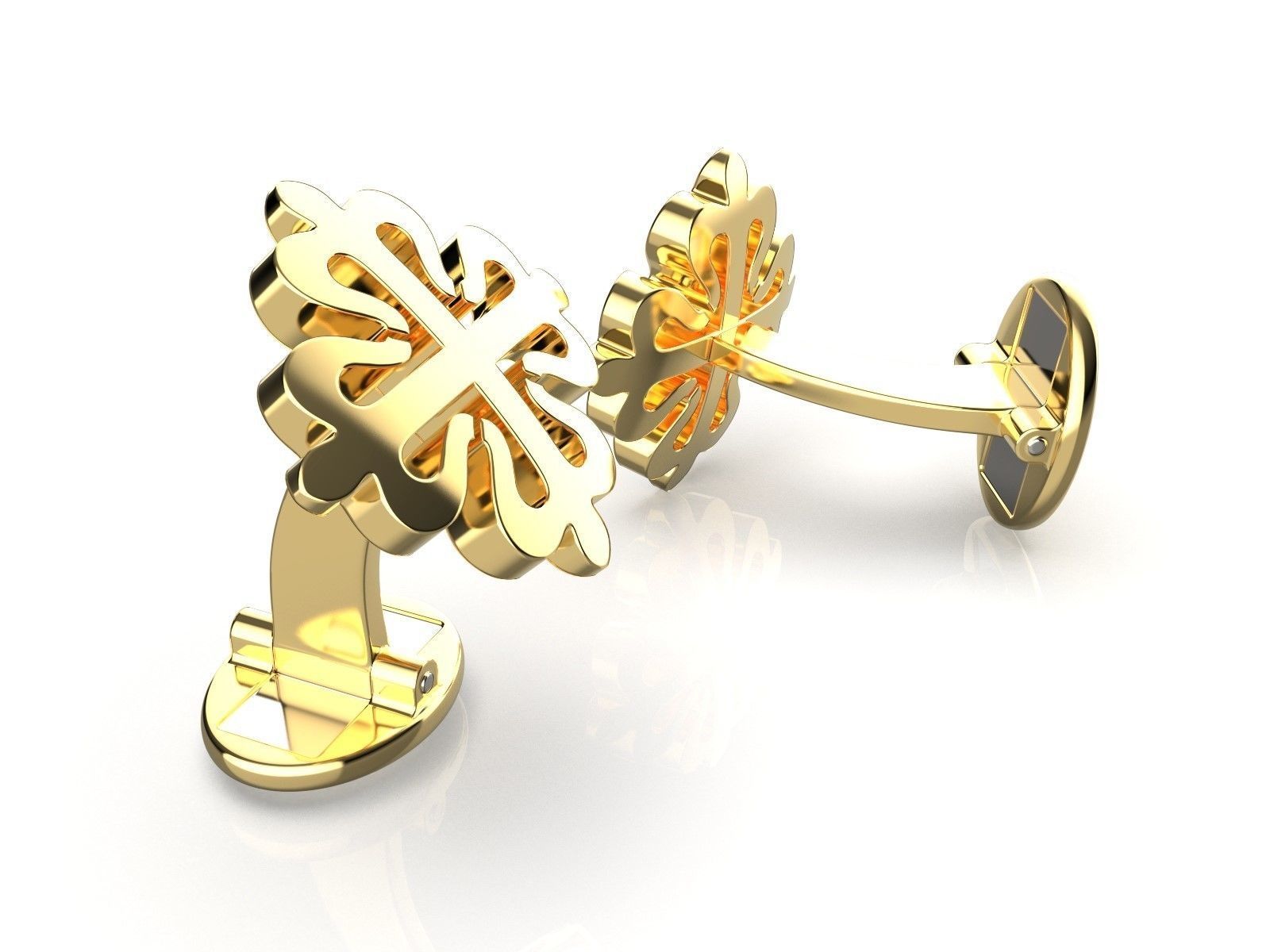 Gold Cuff Links PP 3D print model_4