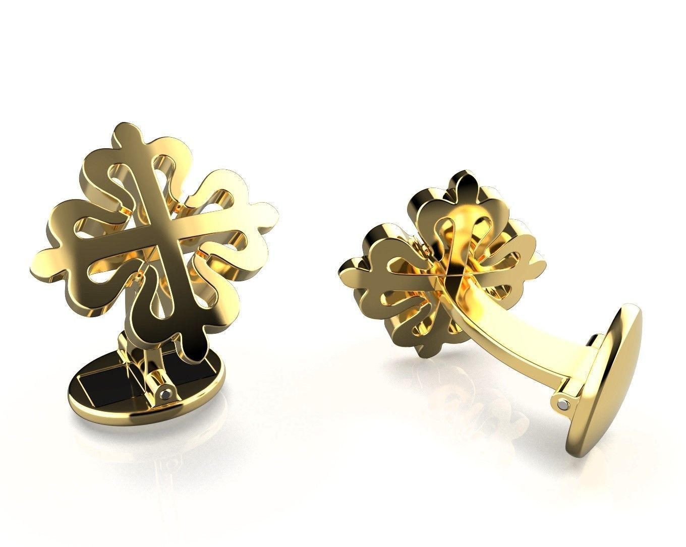 Gold Cuff Links PP 3D print model_3