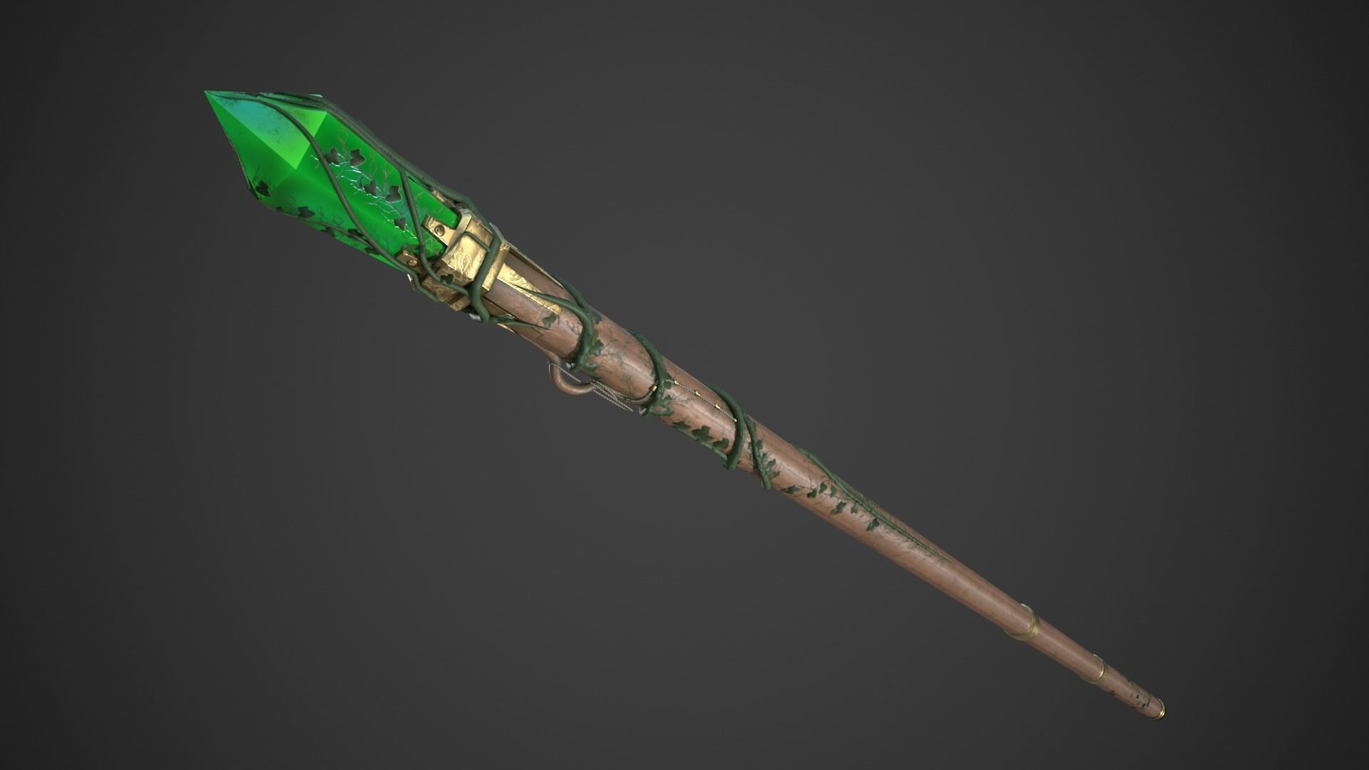 Fantasy Staff Low-poly 3D model_10