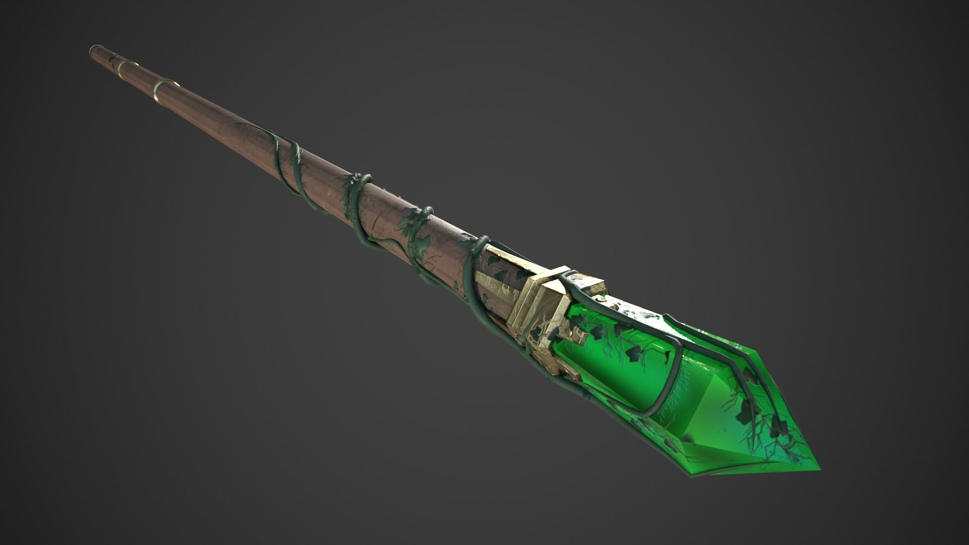 Fantasy Staff Low-poly 3D model_7