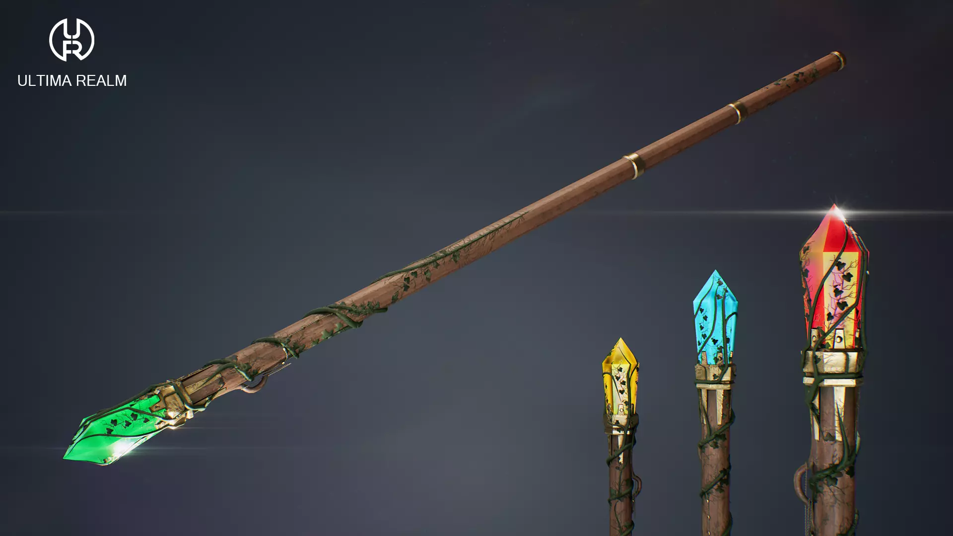 Fantasy Staff Low-poly 3D model_0