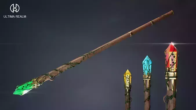 Fantasy Staff Low-poly 3D model