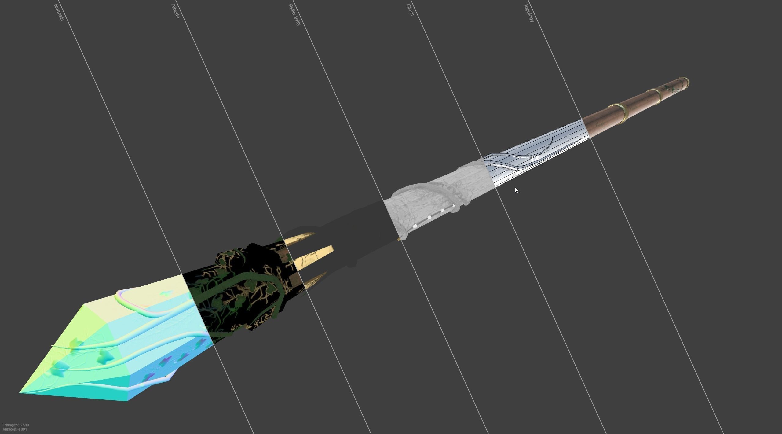 Fantasy Staff Low-poly 3D model_3