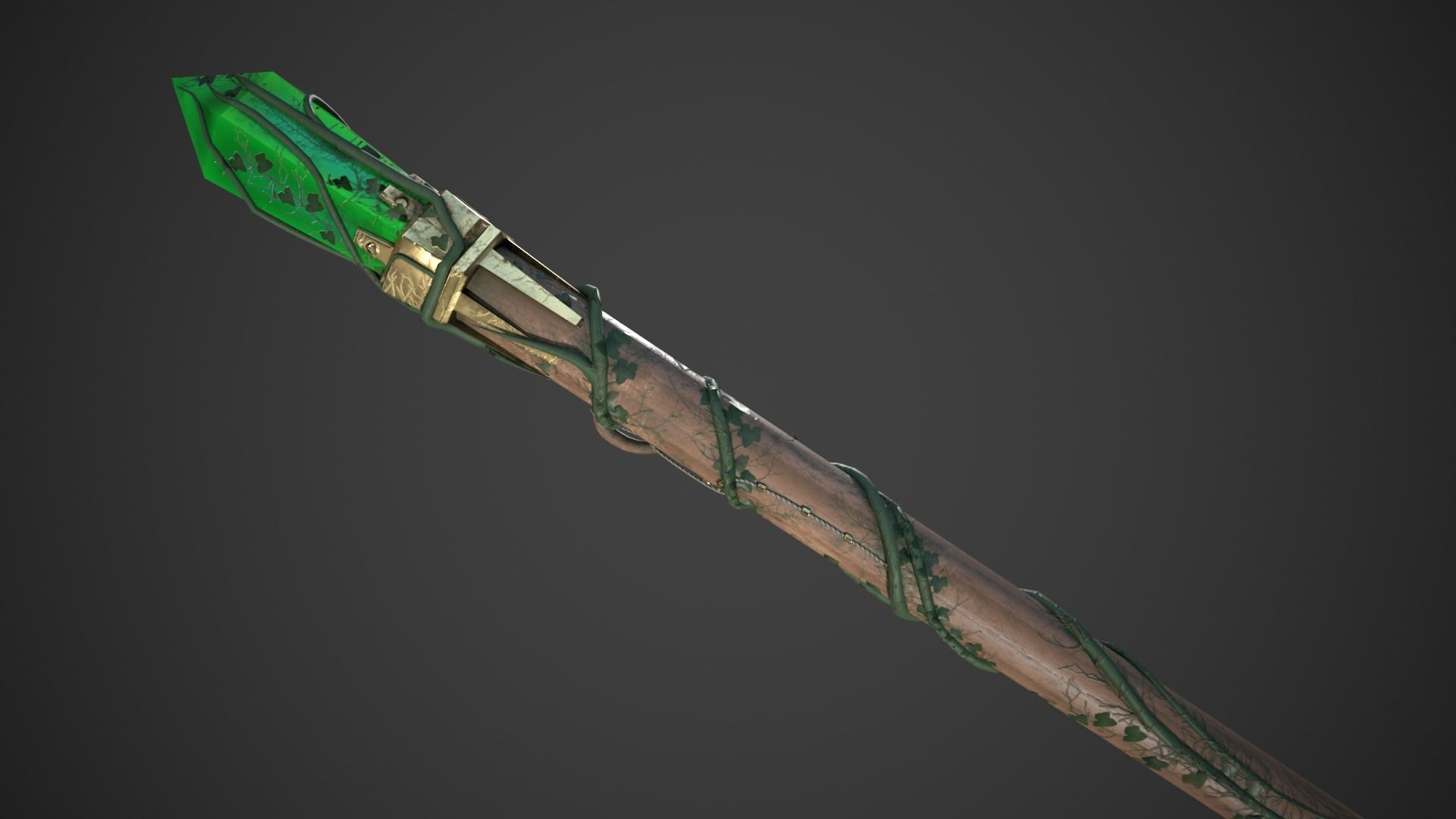 Fantasy Staff Low-poly 3D model_8