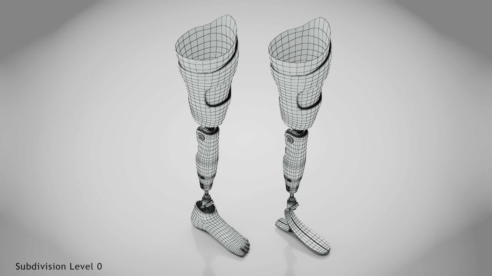 Above Knee Leg Prosthetics Low-poly 3D model_18