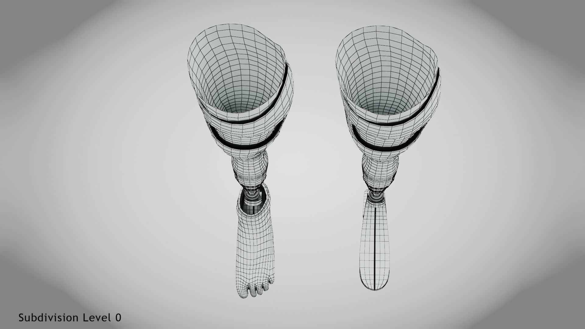 Above Knee Leg Prosthetics Low-poly 3D model_26