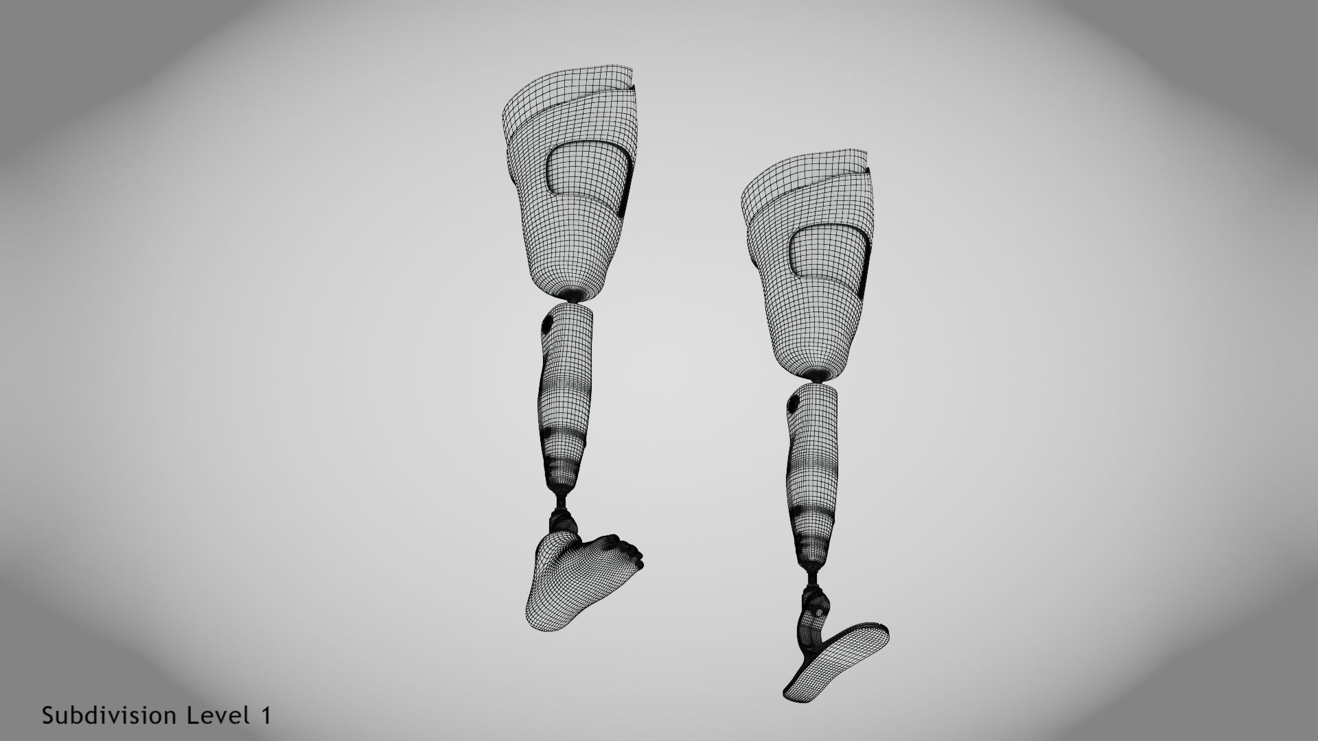 Above Knee Leg Prosthetics Low-poly 3D model_21