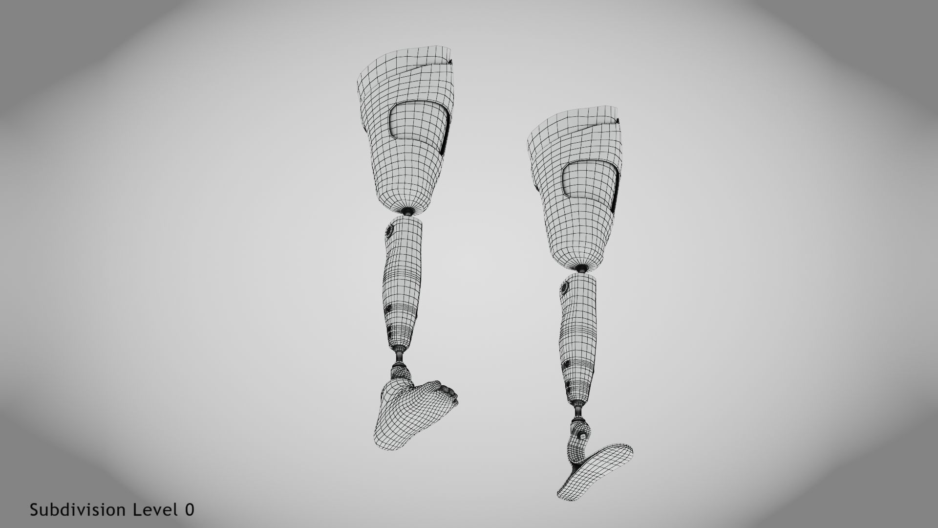 Above Knee Leg Prosthetics Low-poly 3D model_20