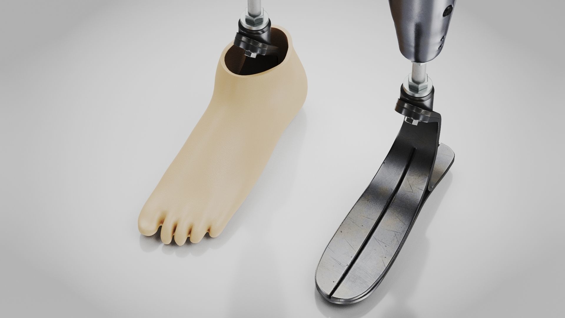 Above Knee Leg Prosthetics Low-poly 3D model_4