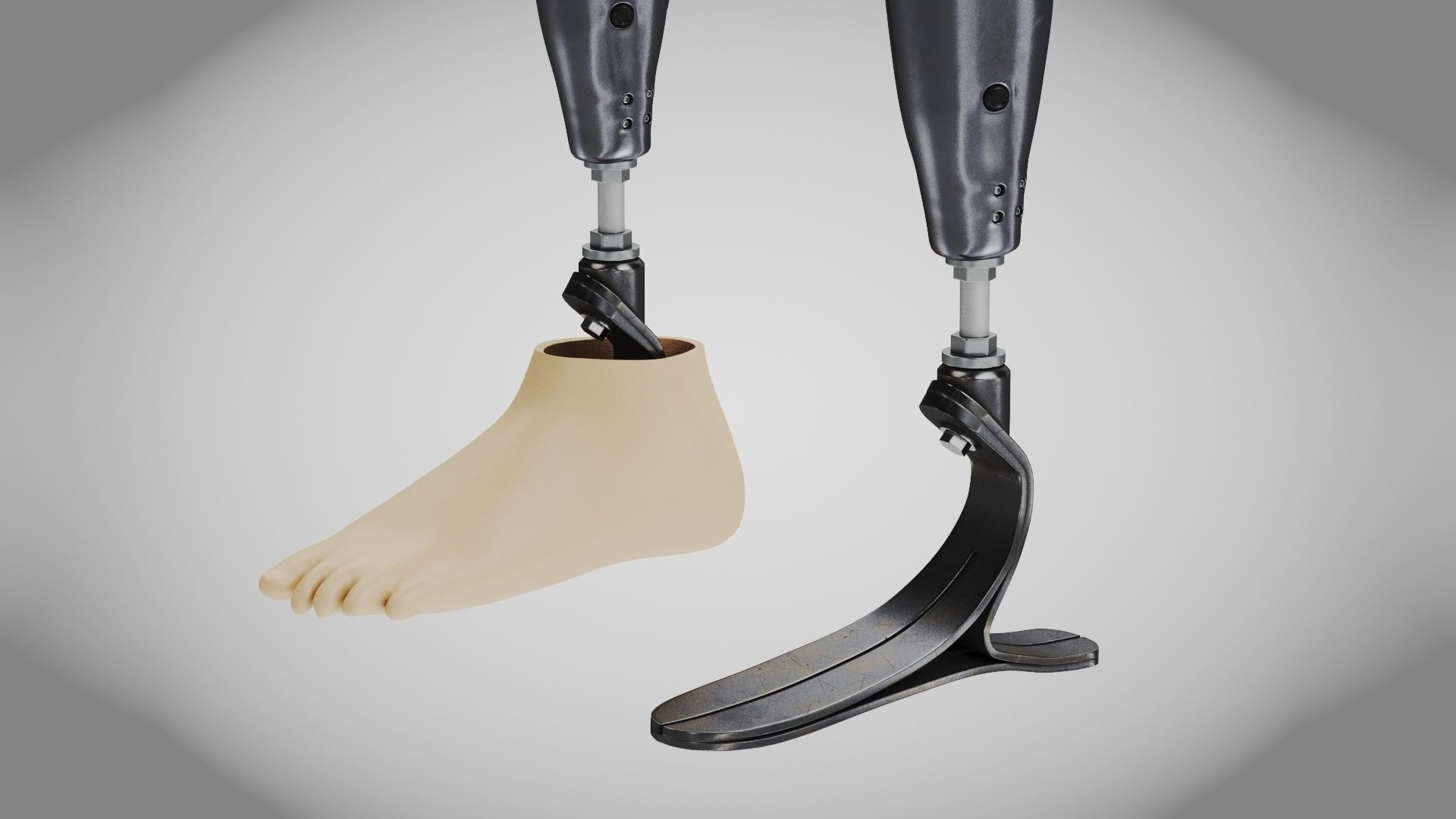 Above Knee Leg Prosthetics Low-poly 3D model_5