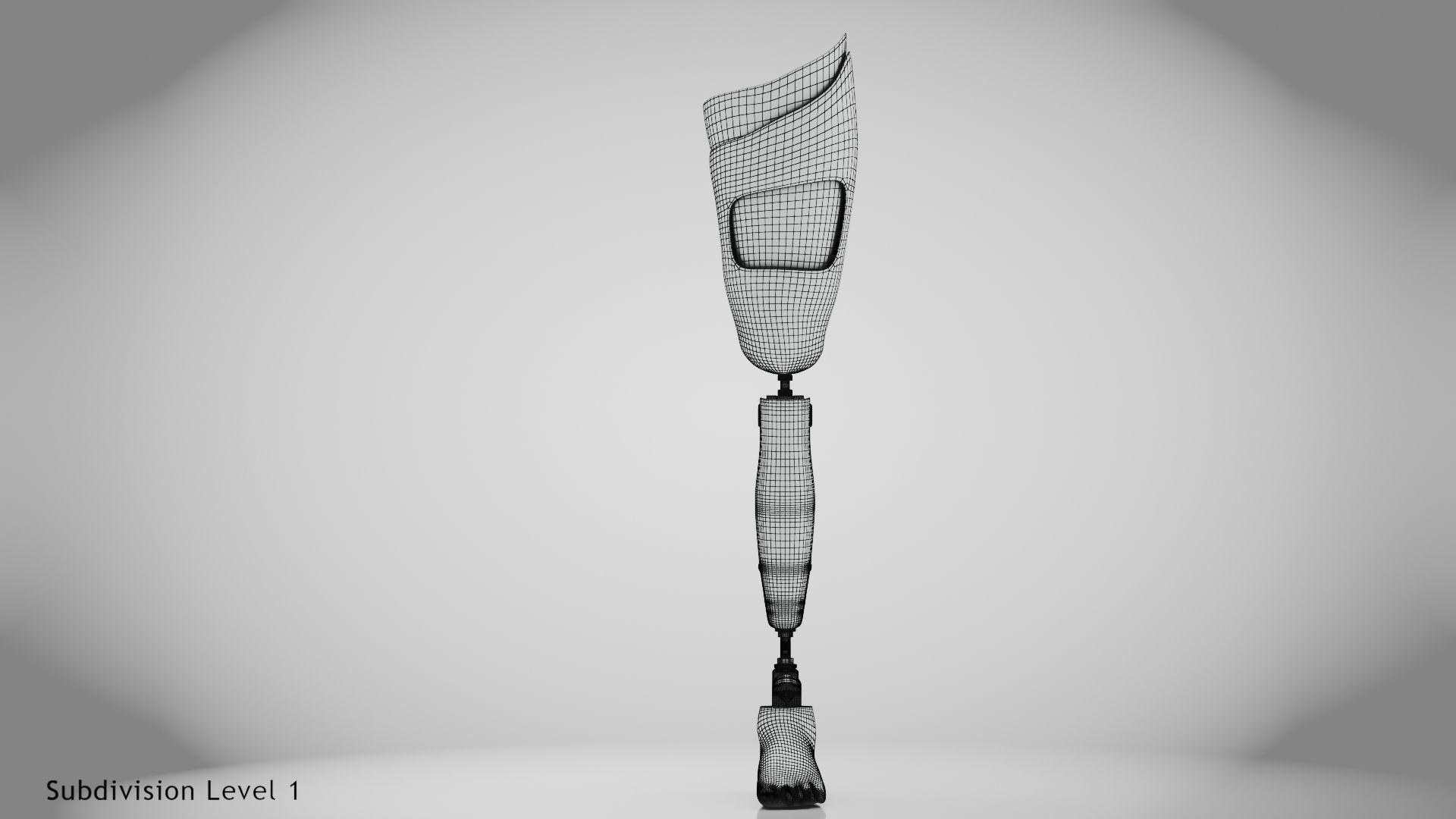Above Knee Leg Prosthetics Low-poly 3D model_17