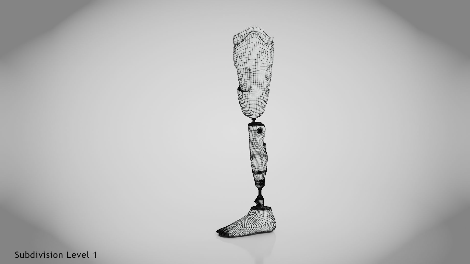 Above Knee Leg Prosthetics Low-poly 3D model_12