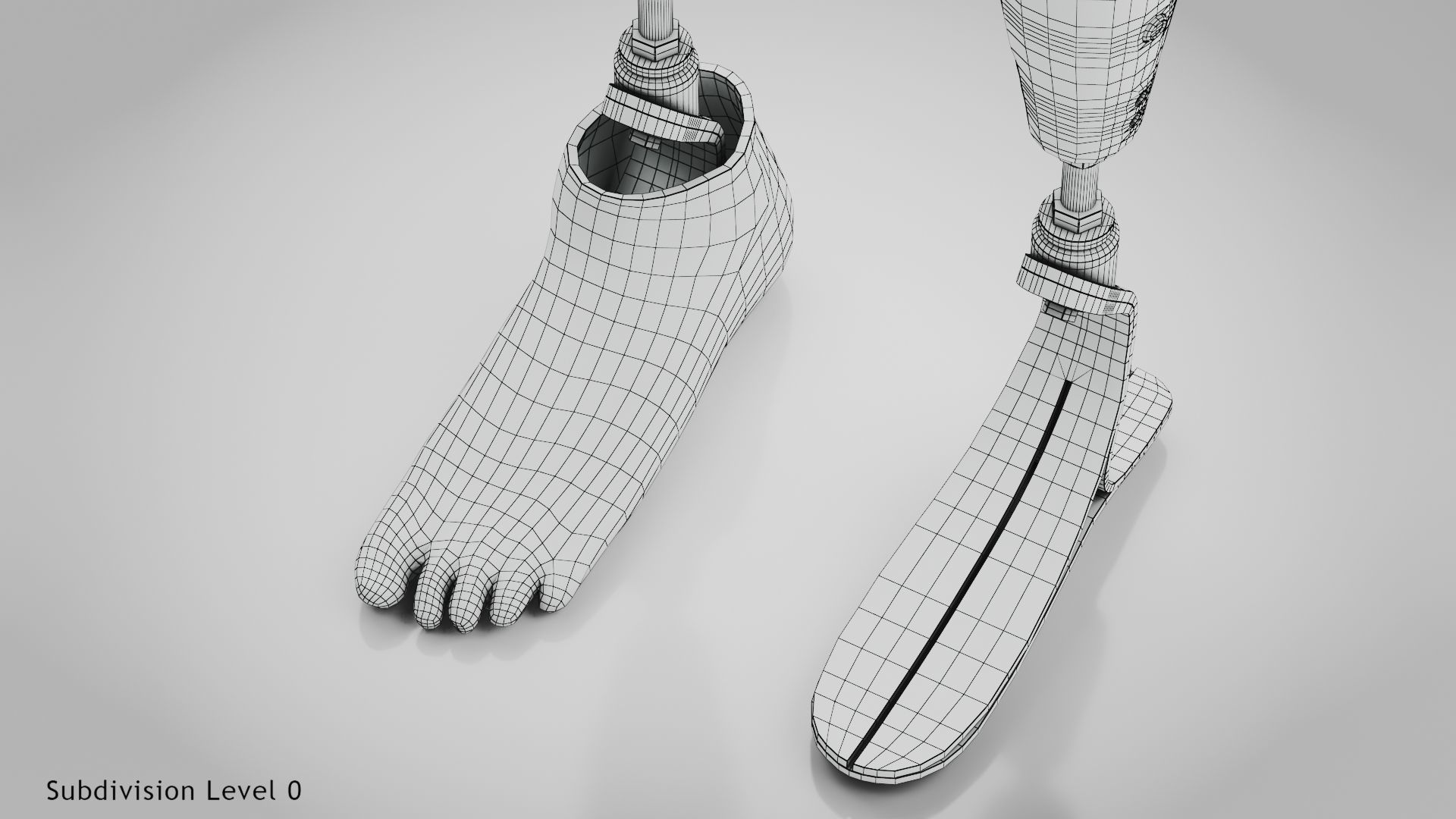 Above Knee Leg Prosthetics Low-poly 3D model_22