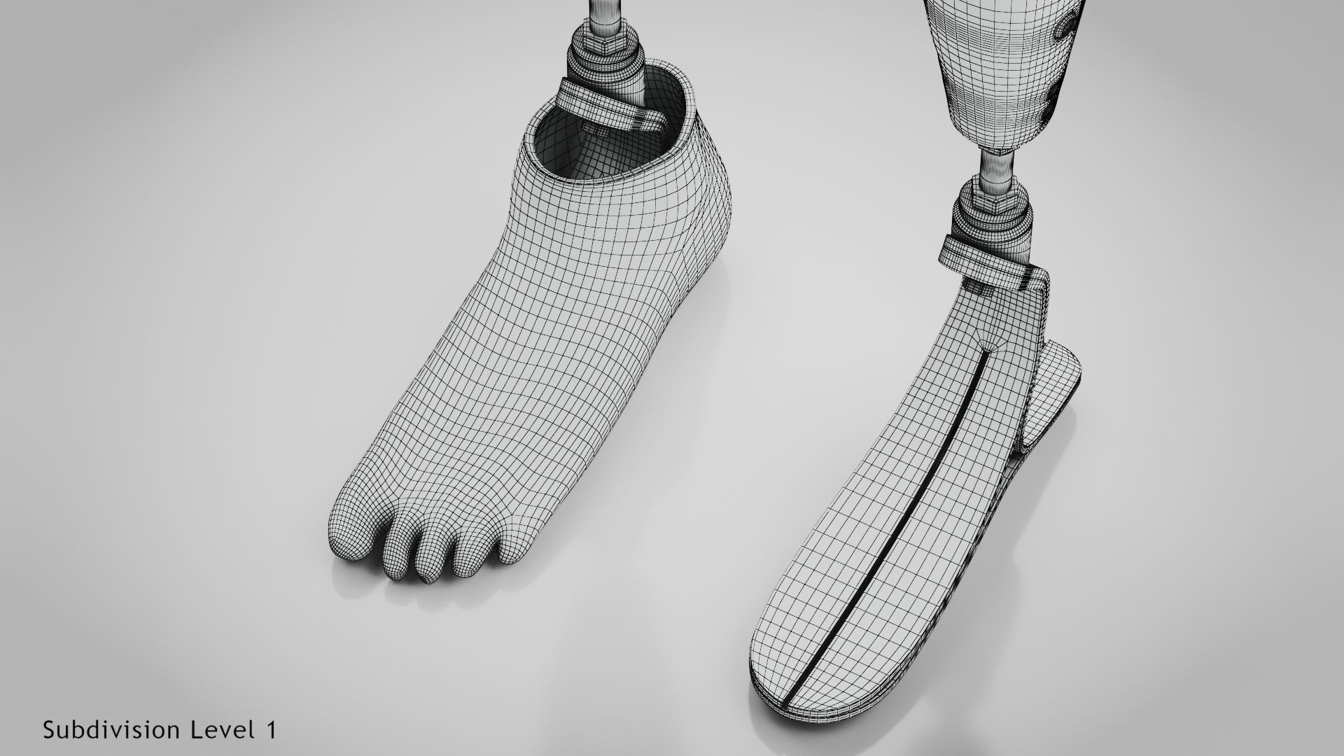 Above Knee Leg Prosthetics Low-poly 3D model_23