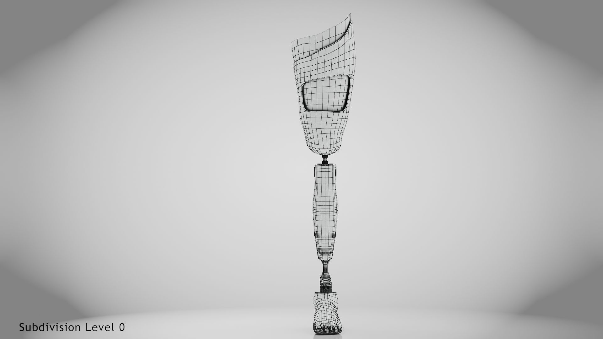 Above Knee Leg Prosthetics Low-poly 3D model_28
