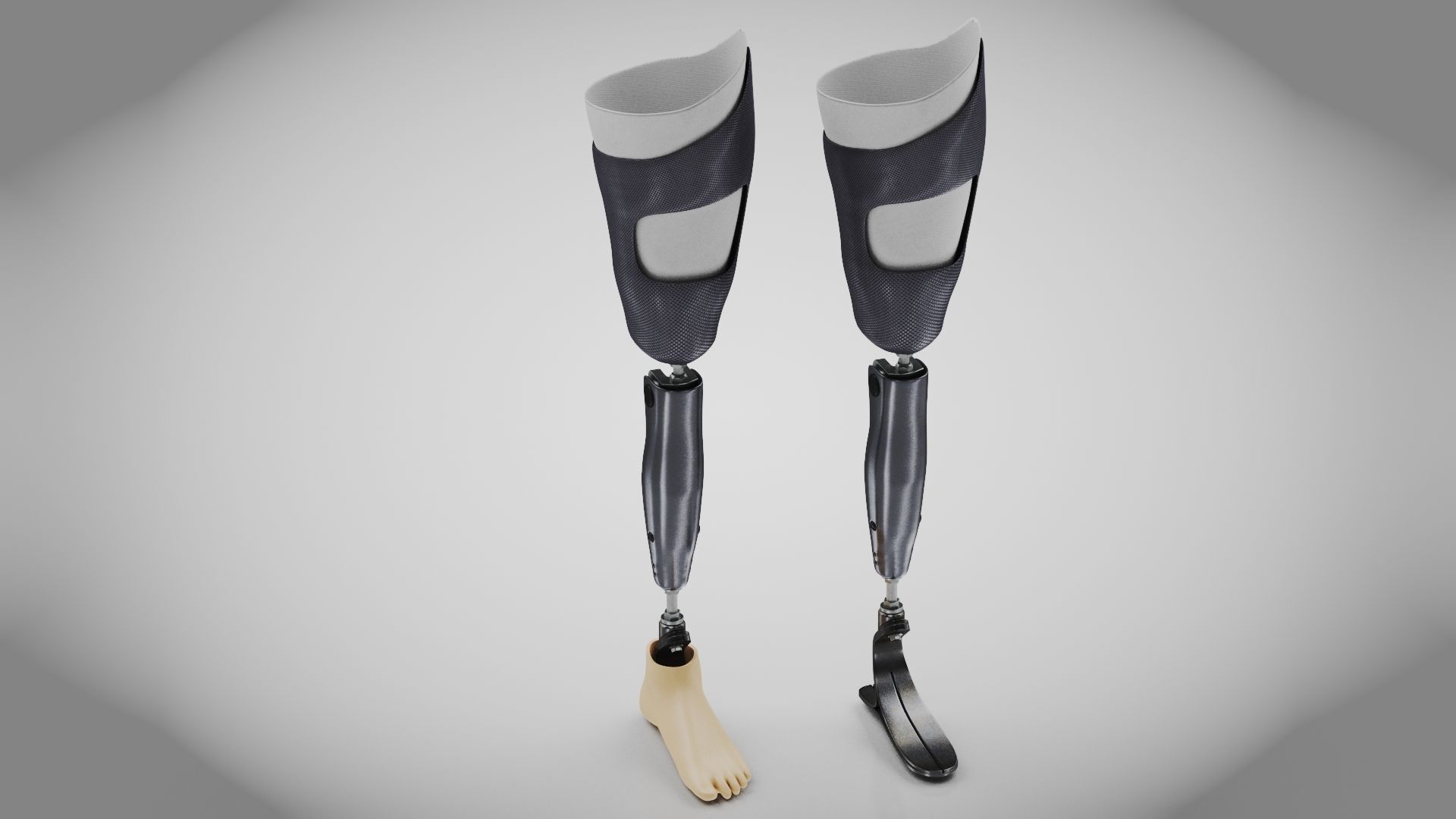 Above Knee Leg Prosthetics Low-poly 3D model_3
