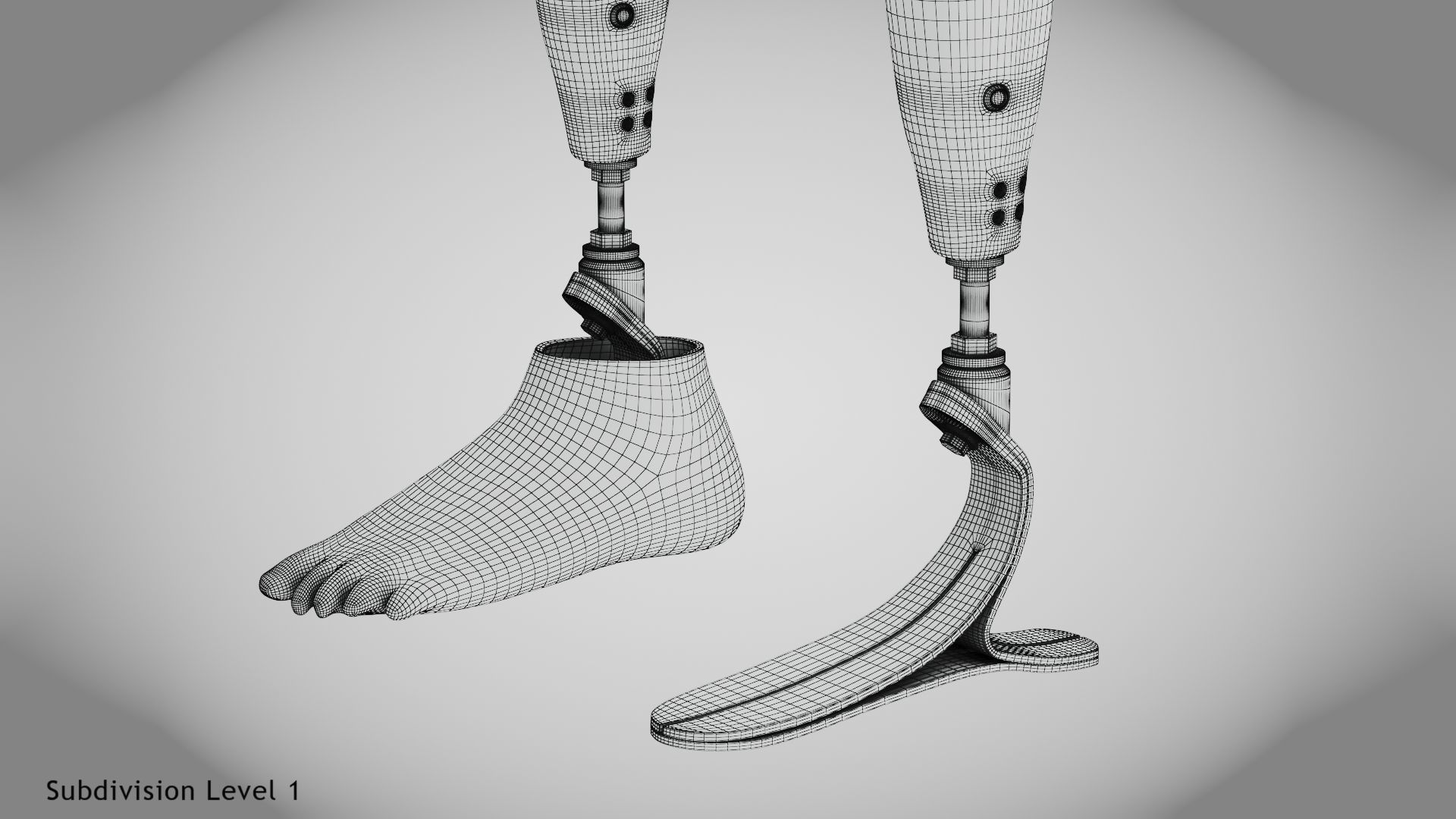 Above Knee Leg Prosthetics Low-poly 3D model_31