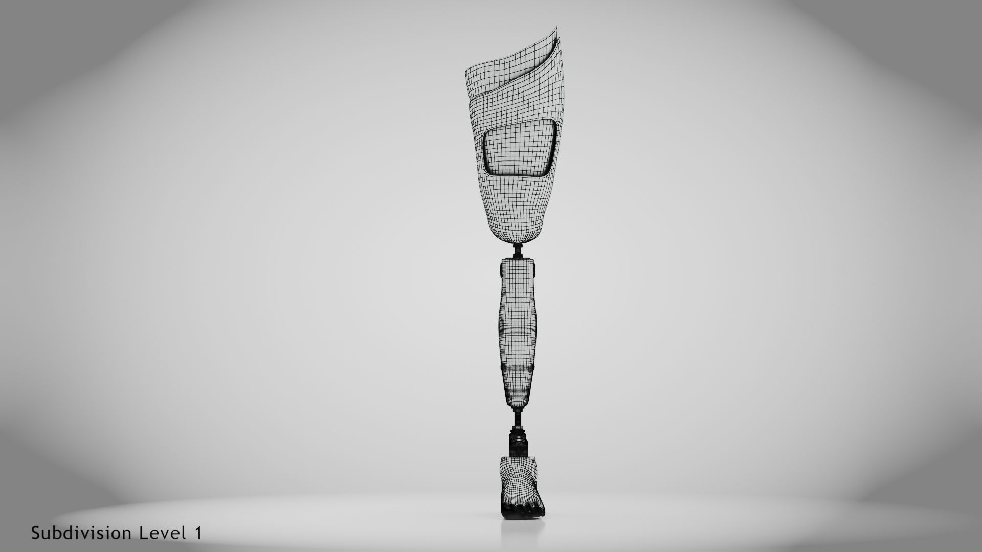 Above Knee Leg Prosthetics Low-poly 3D model_16