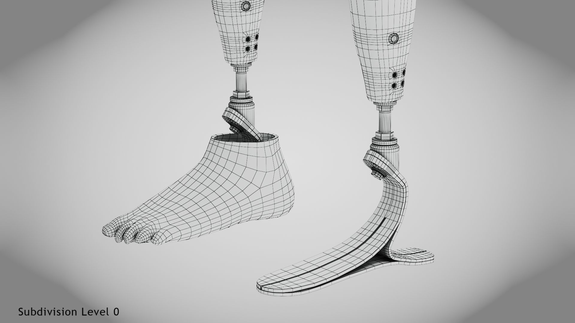 Above Knee Leg Prosthetics Low-poly 3D model_30