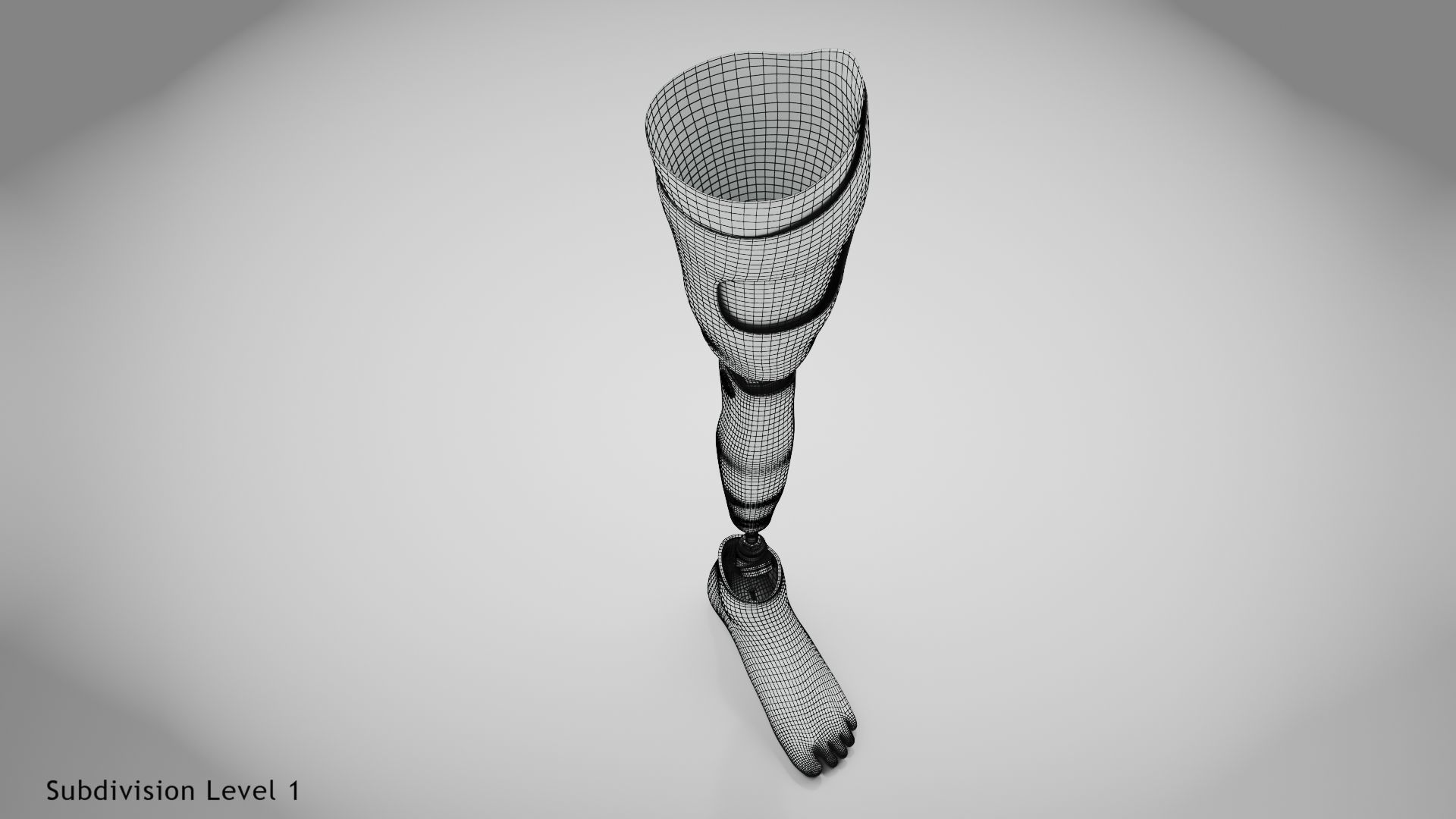 Above Knee Leg Prosthetics Low-poly 3D model_25