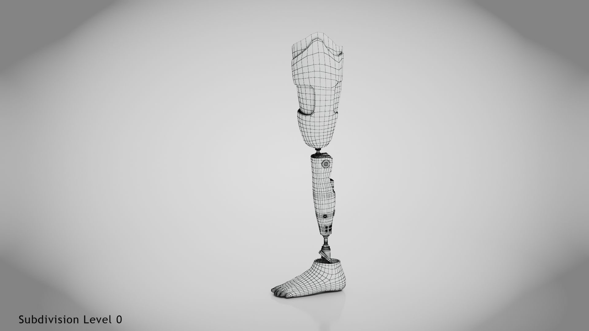 Above Knee Leg Prosthetics Low-poly 3D model_13