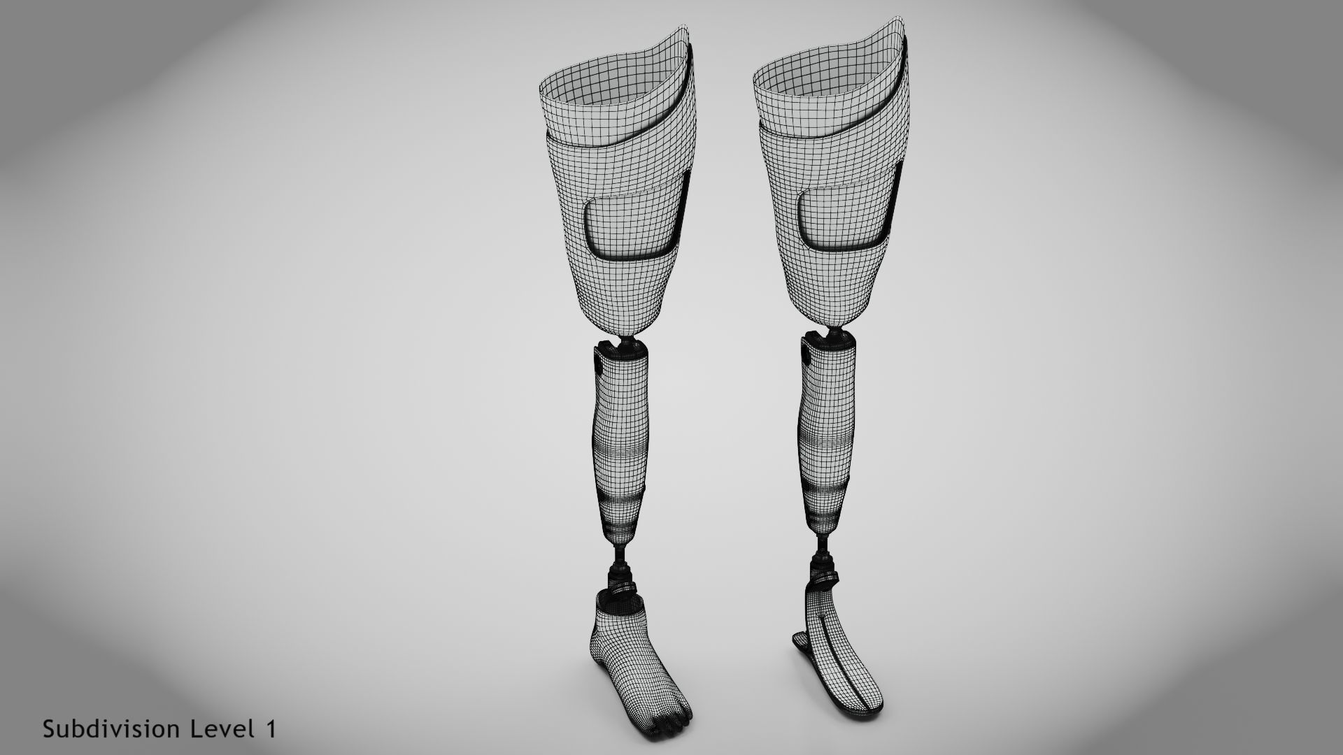 Above Knee Leg Prosthetics Low-poly 3D model_15